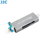 JJC - Micro SD and SD Card Reader for iPhone - 3 Ports: USB 2.0 Type-A, Lightning and USB 3.0 Type-C