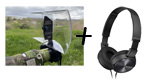 PACK - Microphone Parabolique Stéréo pro HI-SOUND COMPACT + Casque d'écoute STEREO